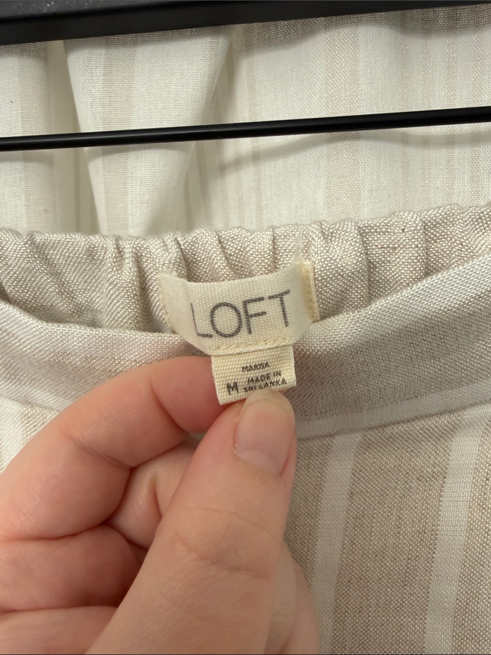 LOFT Cream Stripe Wide-Leg Linen Blend Pants - Picture 4 of 5